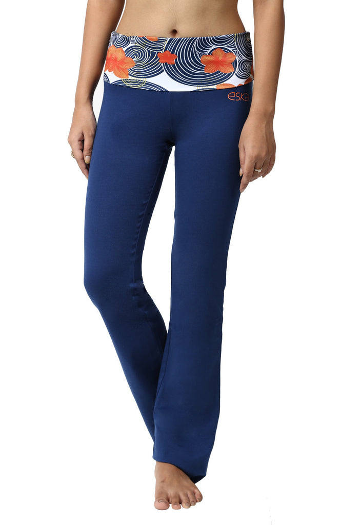 Frangipani Blue Rollover Track Pants
