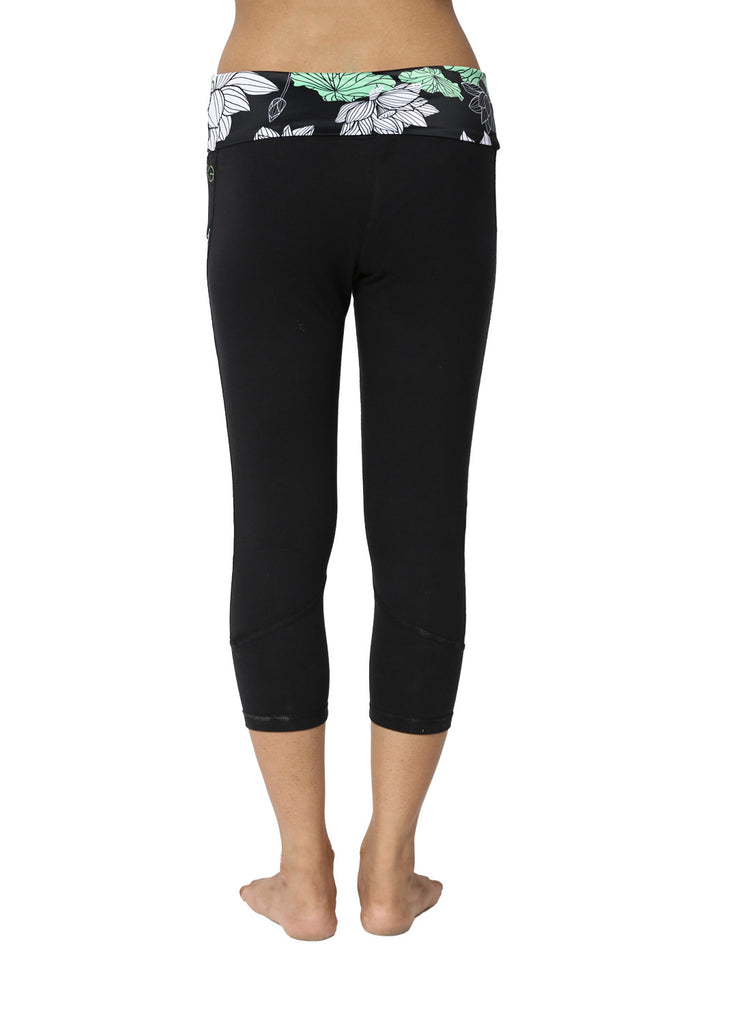 Lotus Waves Leggings with Rollover Waistband