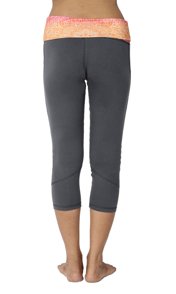 Mandala Grey Leggings with Rollover Waistband