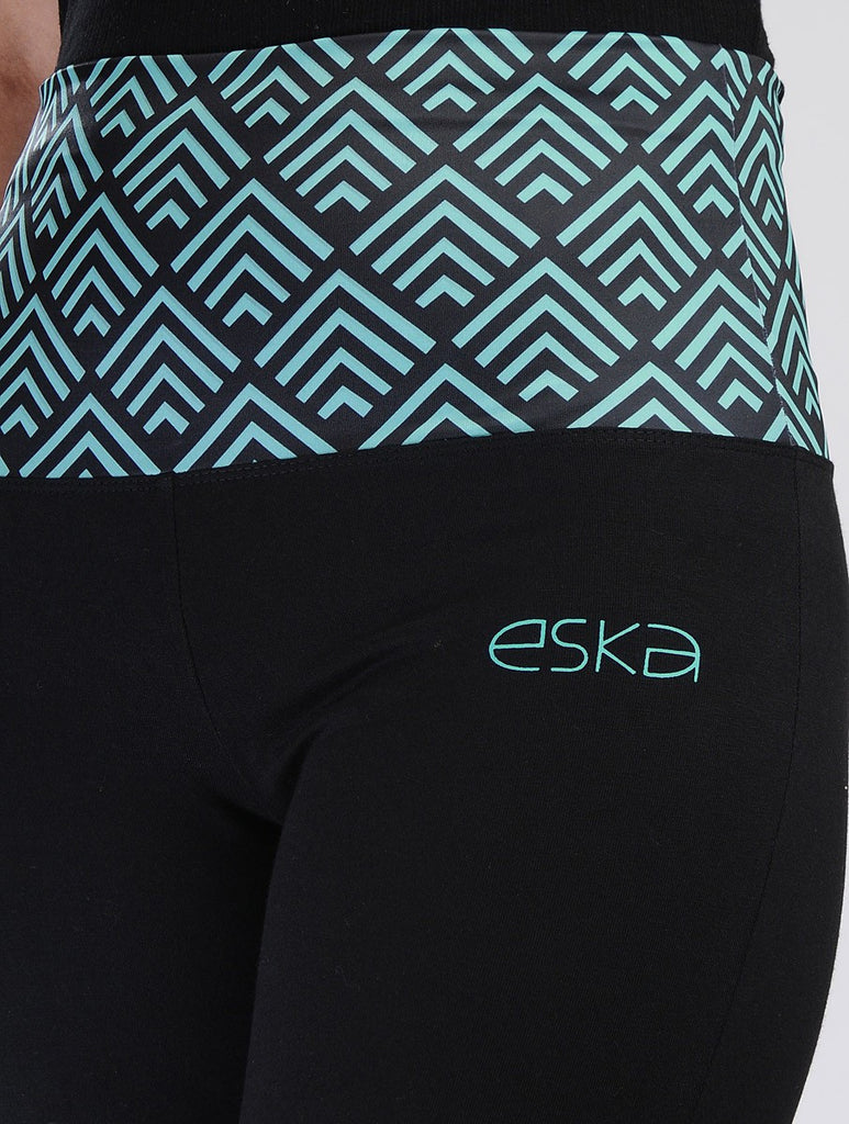 Lotus Waves Rollover Yoga Pants - Eska Fashion