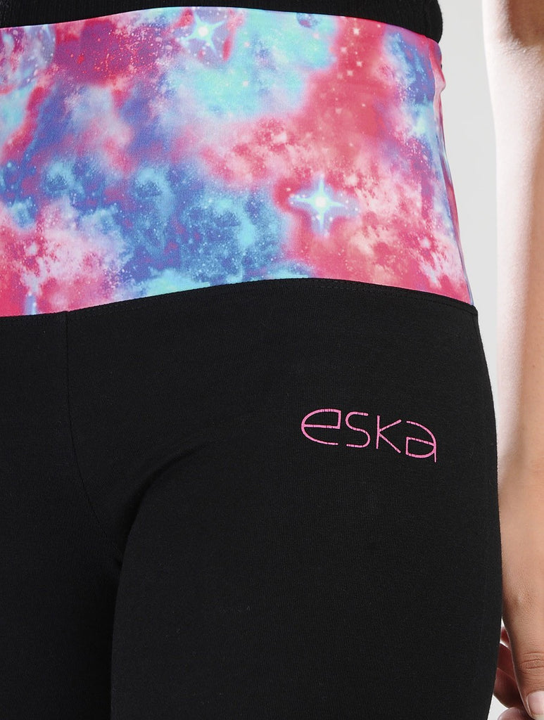 Galaxy Print Rollover Track Pants