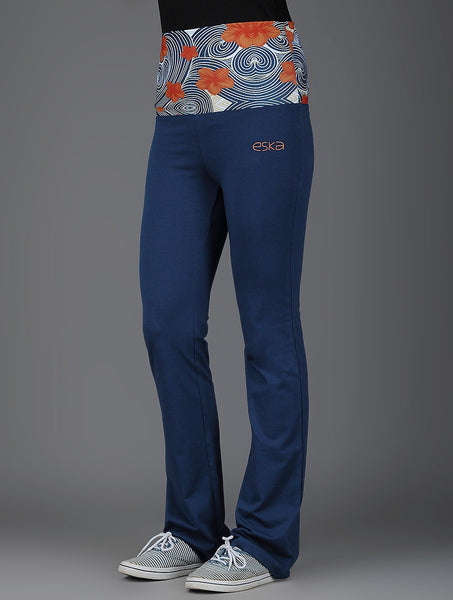 Frangipani Blue Rollover Track Pants