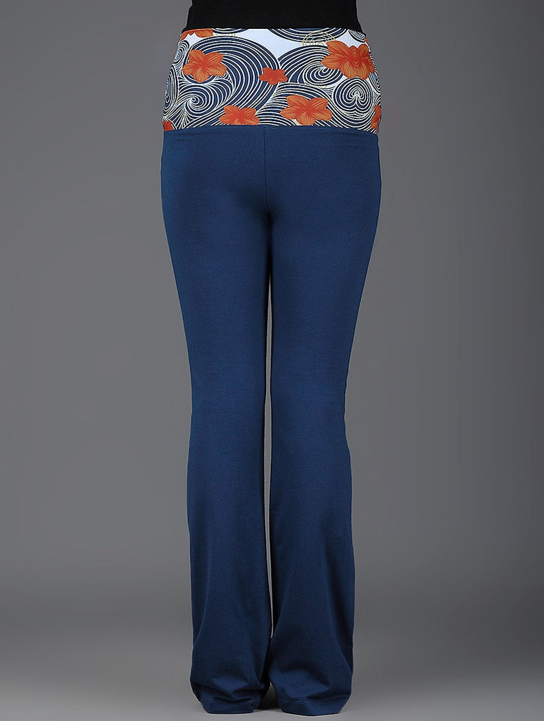 Frangipani Blue Rollover Track Pants