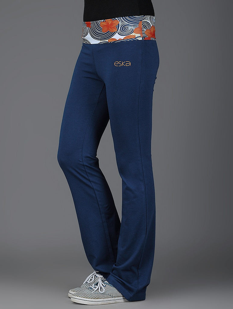 Frangipani Blue Rollover Track Pants