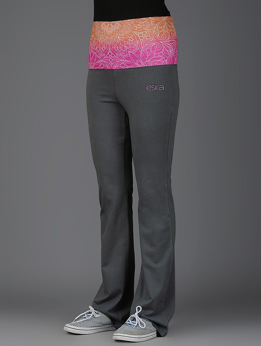 Mandala Grey Rollover Track Pants