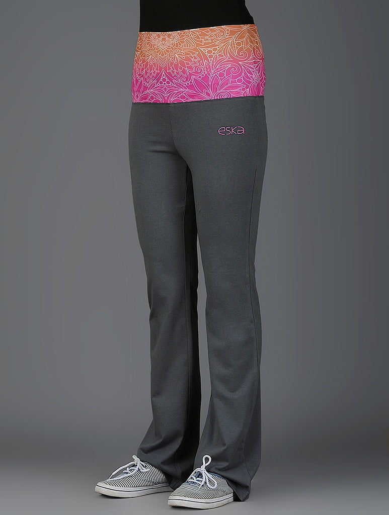 Mandala Grey Rollover Track Pants